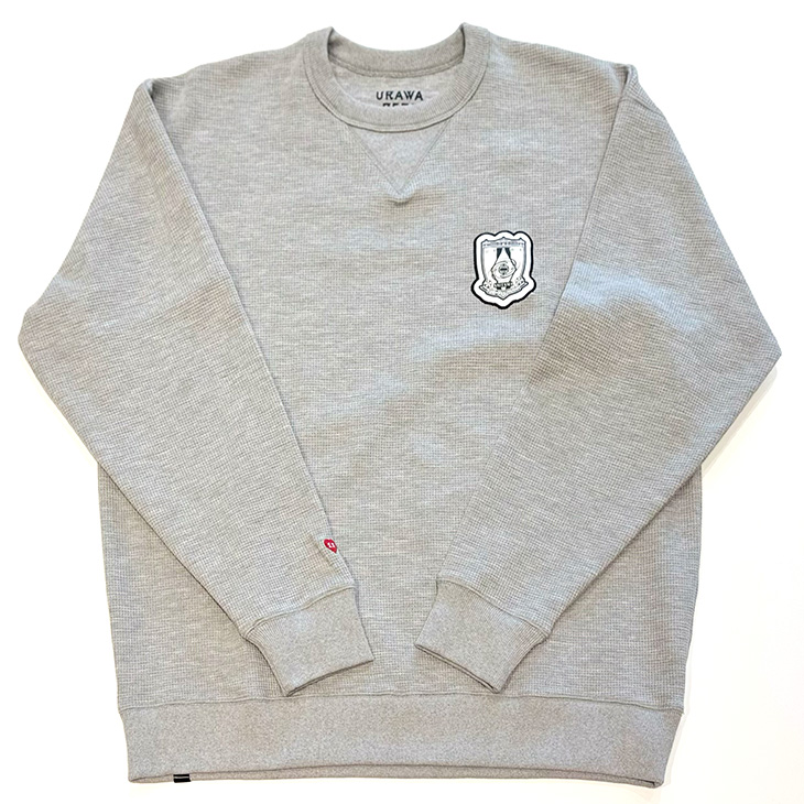 ワッフルクルーネックスウェット/グレー